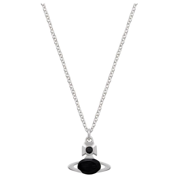

Vivienne Westwood Man Allie Saturn Personality Black Diamond Brass Necklace Men necklace Silver 630203DL02P171 F,Silver