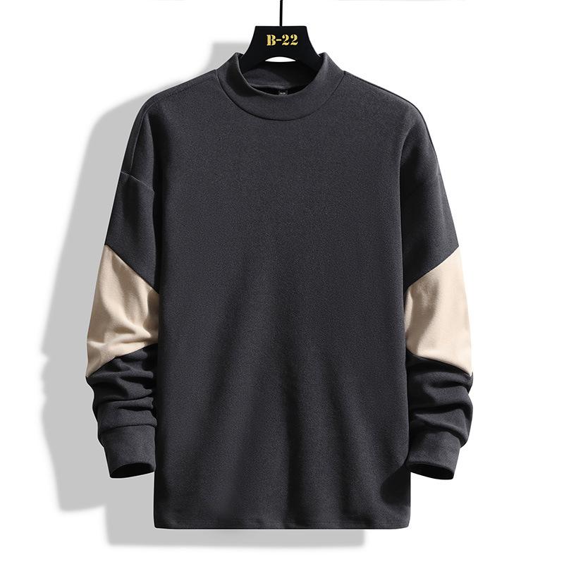 Half Turtleneck Autumn and Winter Warm Tops for Mens Sweatshirt for Young Middle-collar Relaxed Fit Base Blouse Devli Everyday Long-sleeved T-shirt