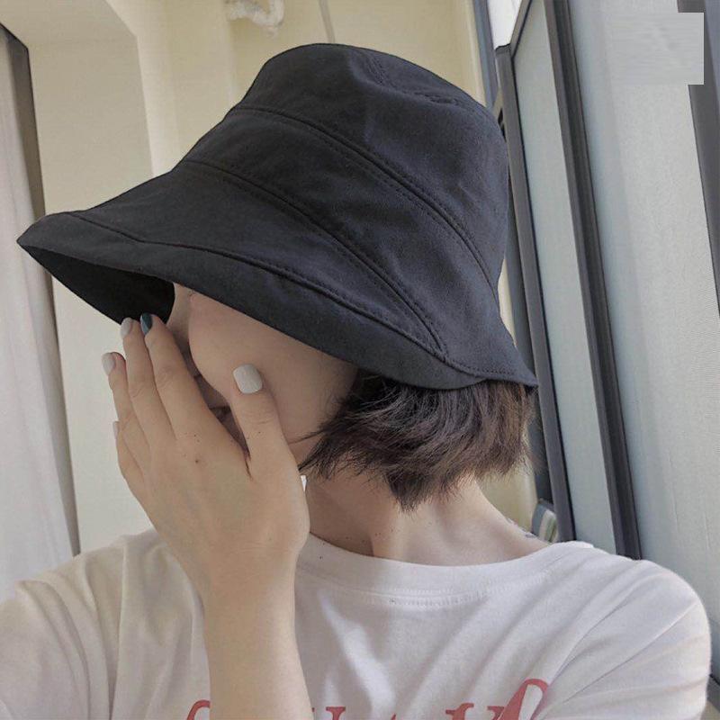 New four seasons sunshade bucket hat women's solid color cloth hat foldable vacation casual hat basin hat
