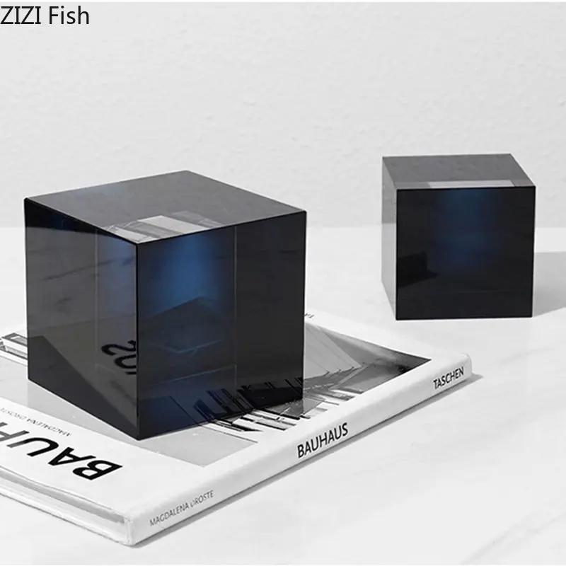 Geometrische Abstufte Kristallwürfel Ornamente Transparent Minimalismus Quadratische Kristallstatue Schreibtischdekoration Glas Handwerk Skulptur