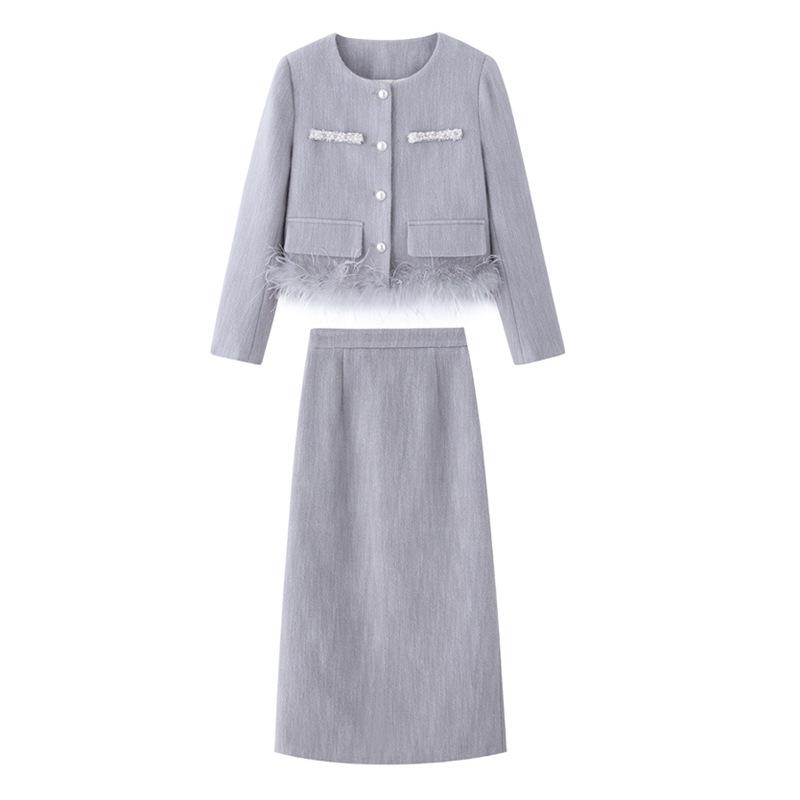 Women's French Chic Winter 2026 Down Skirt Set – Lightweight Luxury Two-Piece