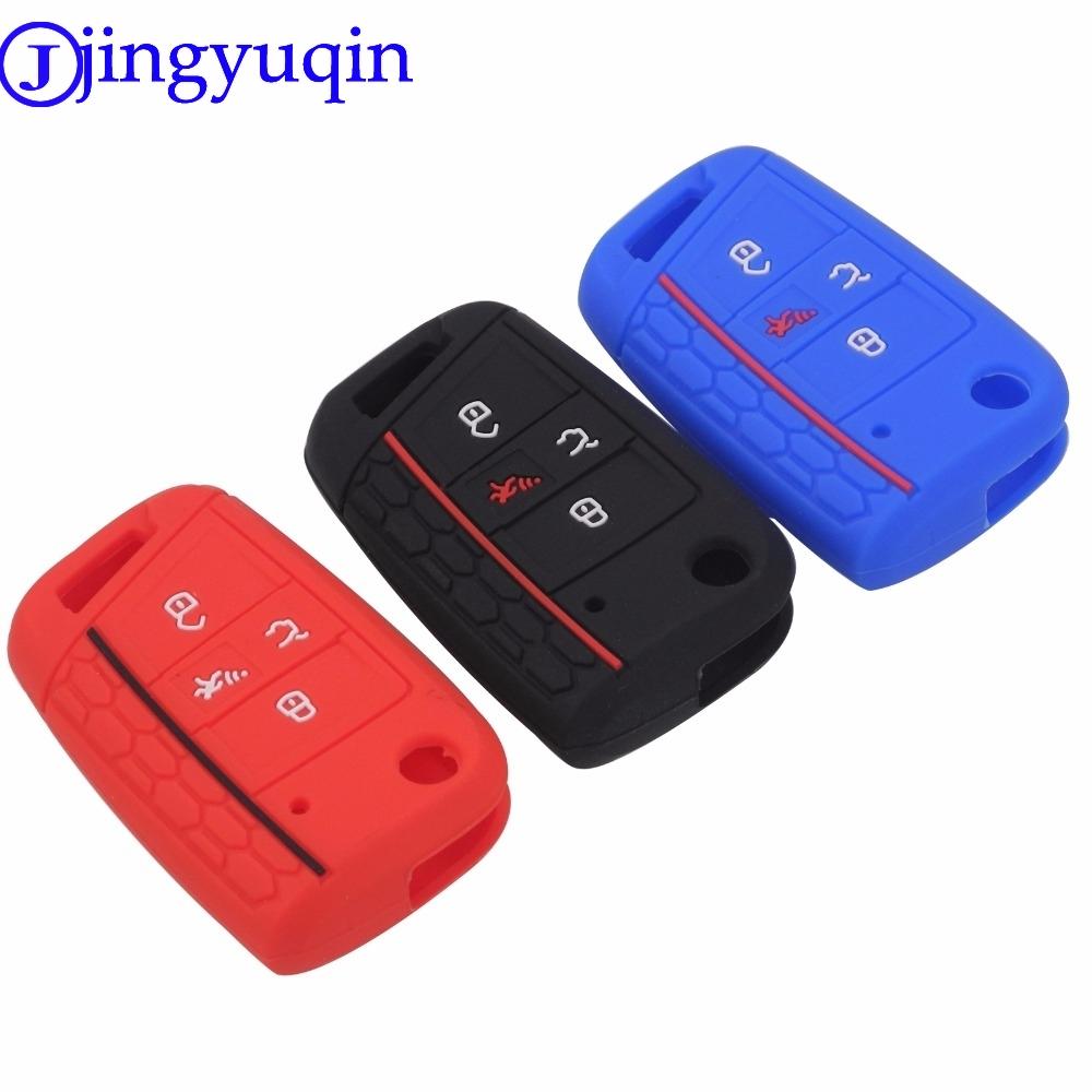 

jingyuqin 4 Buttons Flid Key Silicone Fob Cover Case Skin For VW Polo 2016 2017 Golf 7 MK7 For Skoda Octavia Combi A7 чёрный