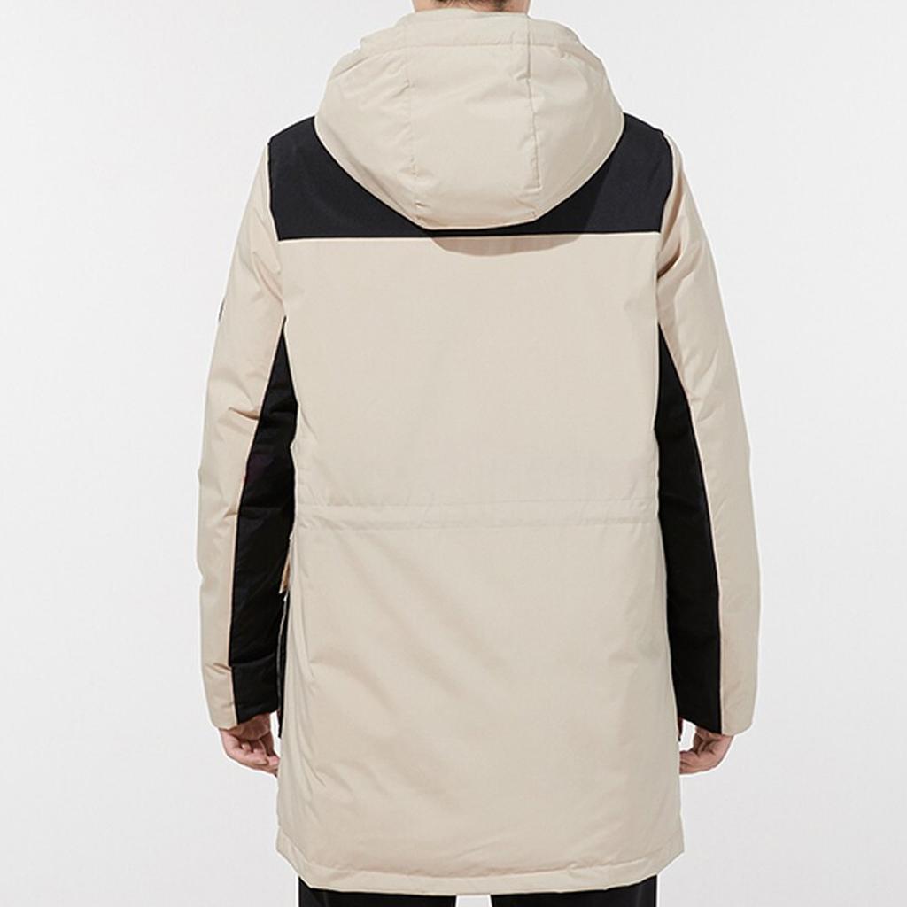 Li Ning Outdoor Sports Mid-Length Color Block Down Jacket Men Outerwear Coastal-Gray AYMR111-1