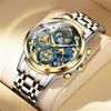 OLEVS Luxury Gold Steel Watch Men Luminous Moon Phase High Quality Sports Watches Imitation Mechanical Style Male Wrist Watch