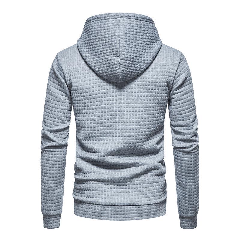 Autumn Winter Men's Jacquard Hoodie: European & American Style, Long Sleeve, Warm Color Sweatshirt