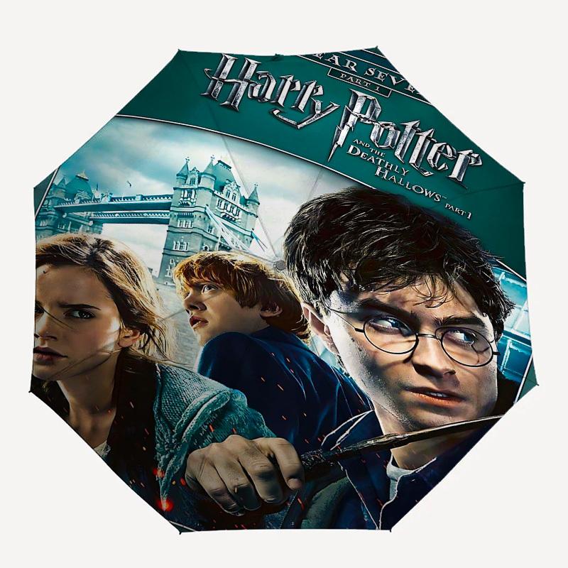 

1pc Harry Potter and the Deathly Hallows Part 1 Automatic Folding Umbrella - Compact 8-Rib Design, Durable Plastic & Iron1152L