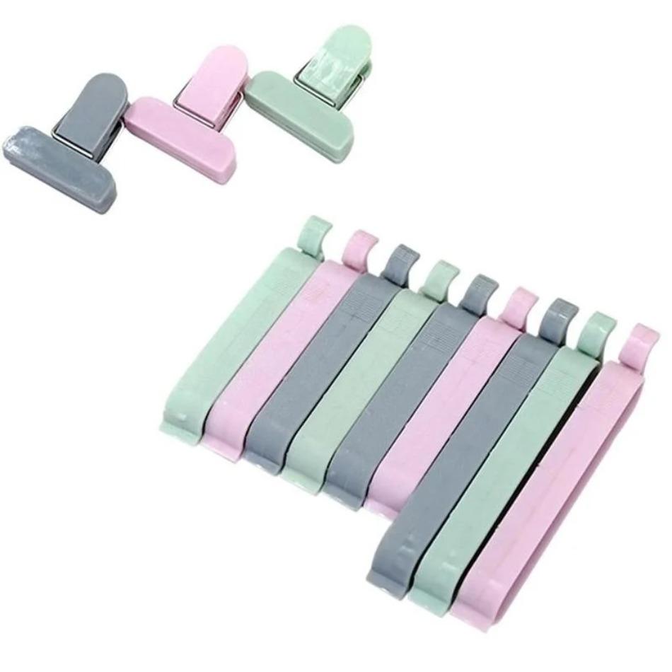 New 12 Pcs/set Plastic Chip Clips for Food Packaging Curved Design Sealed Bag Clips Suitable for Food Kitchen and Home