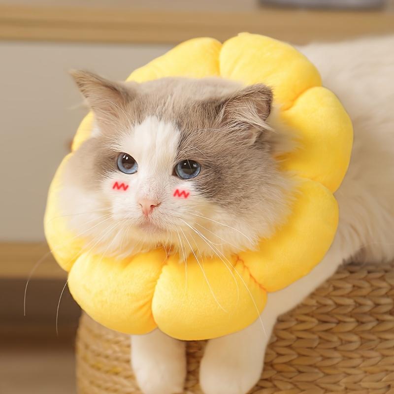 Soft Touch| Adjustable Sunflower Pet Recovery Collar for Cats & Small Dogs - Soft Polyester, Cartoon Design, Anti-Lick & Scratch