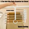 5 In 1 Magic Trouser Rack Hangers Stainless Steel Folding Pant Rack Tie Hanger Shelves Bedroom Closet Organizer Wardrobe Storage