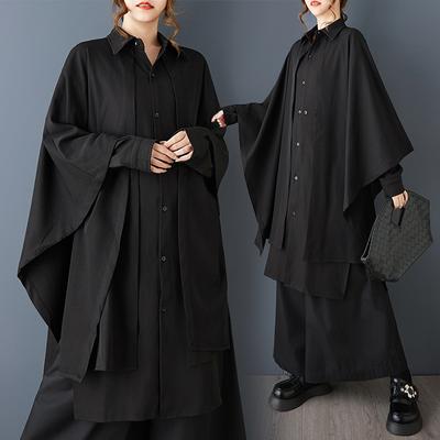 DIMANAF Frühling Herbst Übergröße Damen Bluse Hemd Schwarz Mode Dame Oberteile T-Shirts Locker Lässig Knopf Neu
