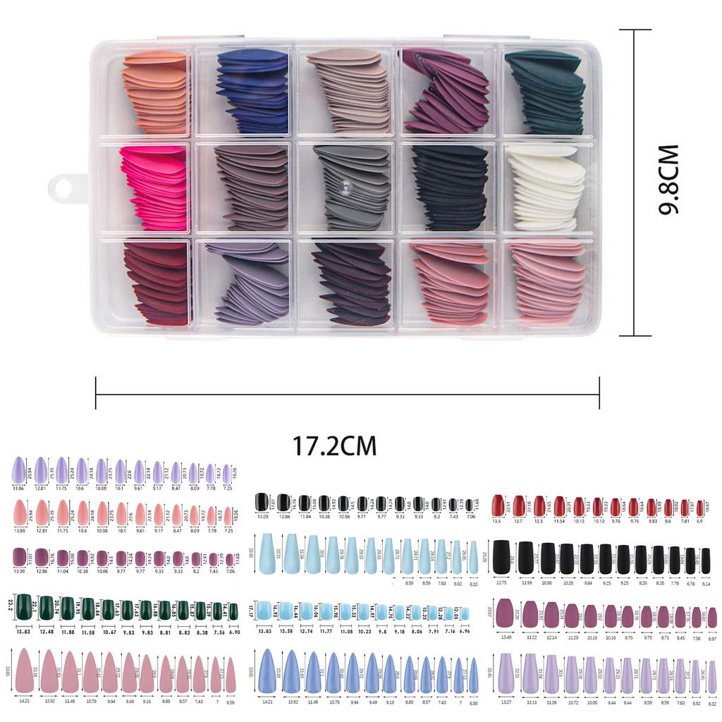 Fake Nails Acrylic Nail Tips Square/Almond/Stilettos/Coffin False Nails 360pcs Full Cover Artificial Nails with Case