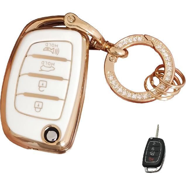 for Hyundai Key Fob Cover Smart Key Fob Shell with Keychain Fit for Hyundai Santa Fe Sport Sonata Tucson