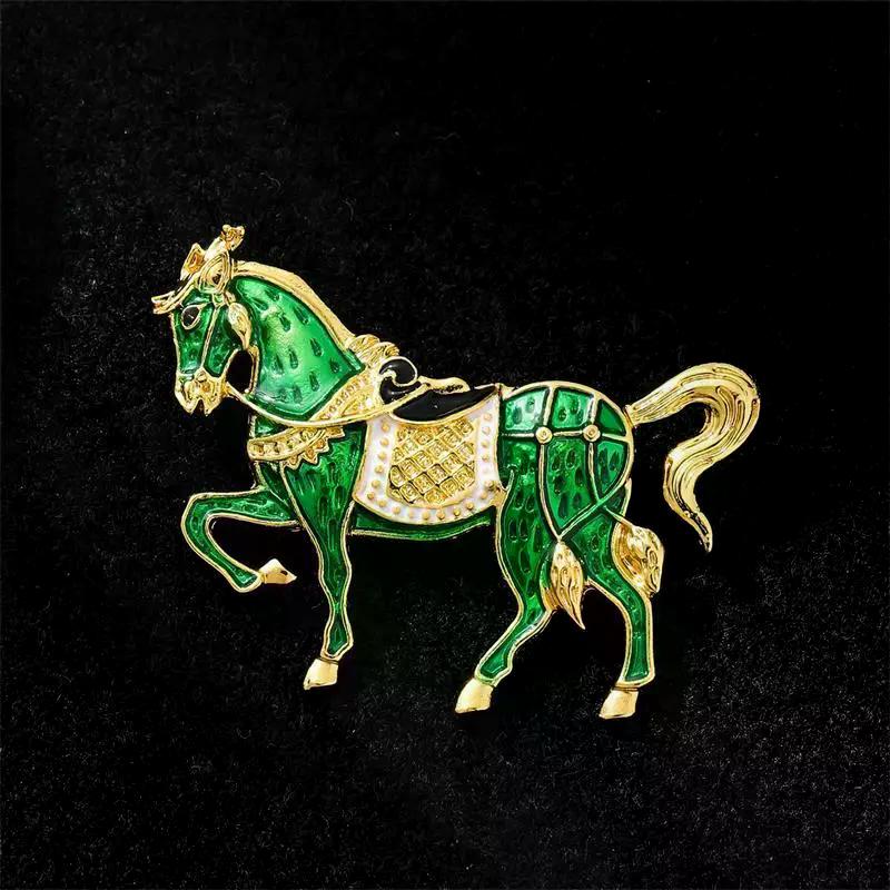 Men Women's Vintage Fashion Enamel Alloy War Horse Zodiac Pony Brooch, Clothing Lapel Pin Corsage Accessory Gift