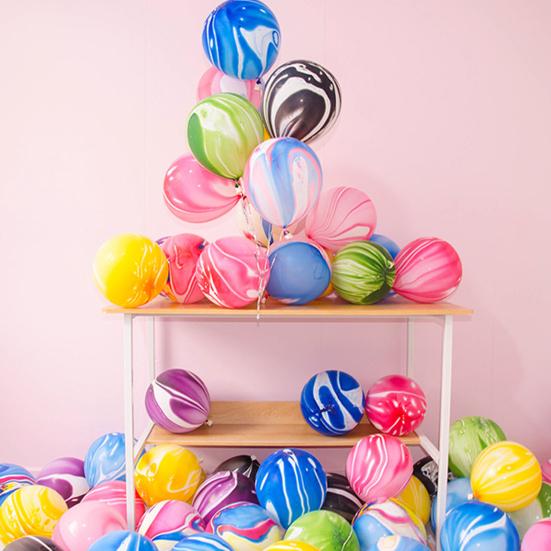 10Pcs/Set 10-inch Party Balloon Marble Agate Pattern Leakproof Anti-burst Thicker Strong Wedding Party Decor Latex Balloon Party Supplies
