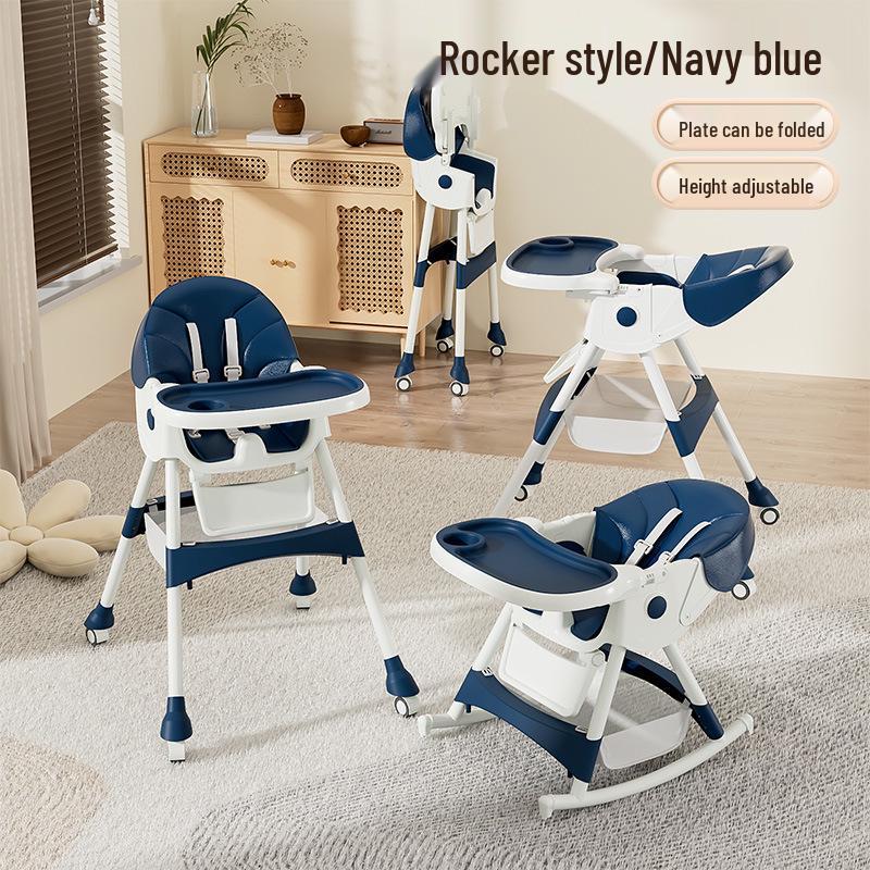 Multifunctional Baby High Chair: Foldable Metal Seat, Convertible Dining Table & Rocking Chair for Infants & Toddlers.