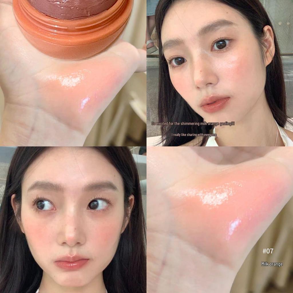 Peach Velvet Cream Blush: 3D Highlight, Natural Reddish Tone, Long-lasting Dewy Finish for Autumn/Winter