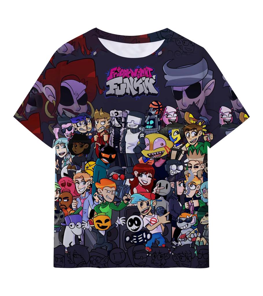 Friday Night Funkin 3D T Shirts Kids Children Game T-shirts Boys Girls Cartoon Anime Tshirts Summer Toddler Tee Streetwear