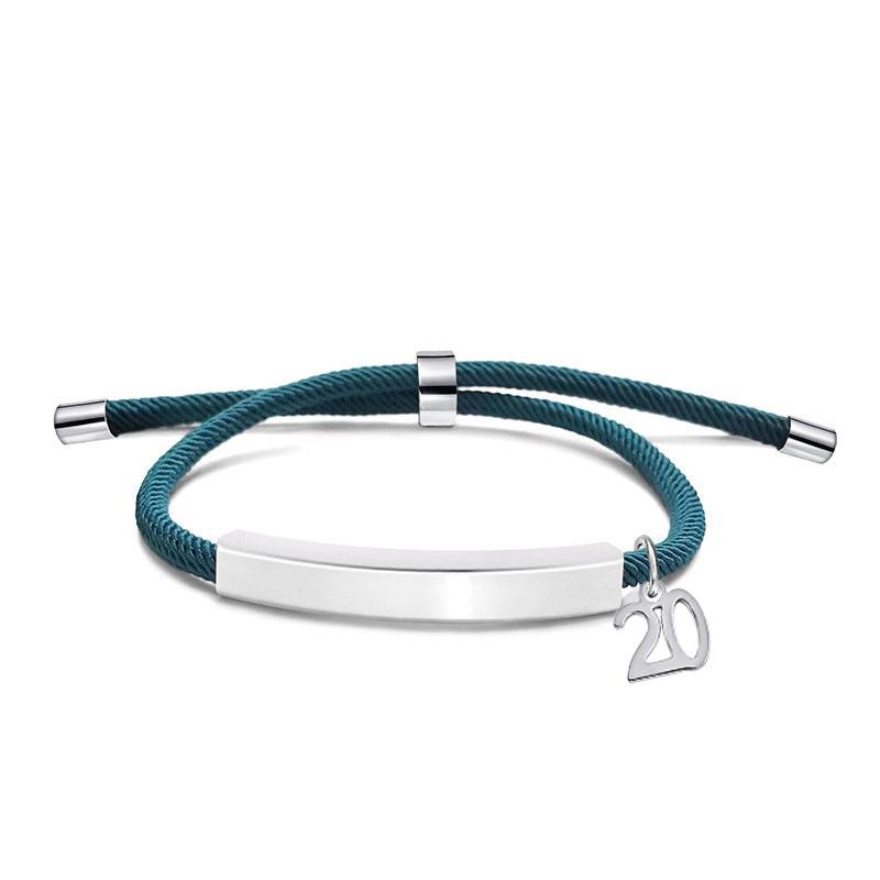 Multi-color Engravable Stainless Steel Bracelet with Number 16 Charm