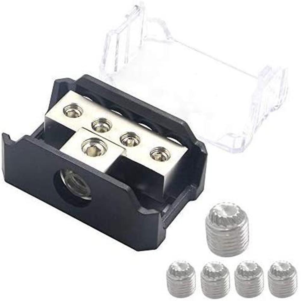1x0 Gauge input to 4x4 Gauge Output Power Ground Distribution Block Black&Silver