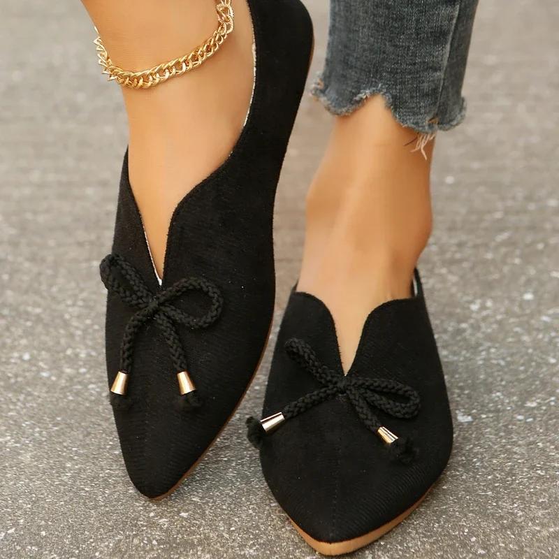 Fashion Women Loafers Retro Pointed Toe Suede Flat Shoes Summer Slip on Casual Shoes Female Feetwear Zapatos De Mujer Plus Size 36-43