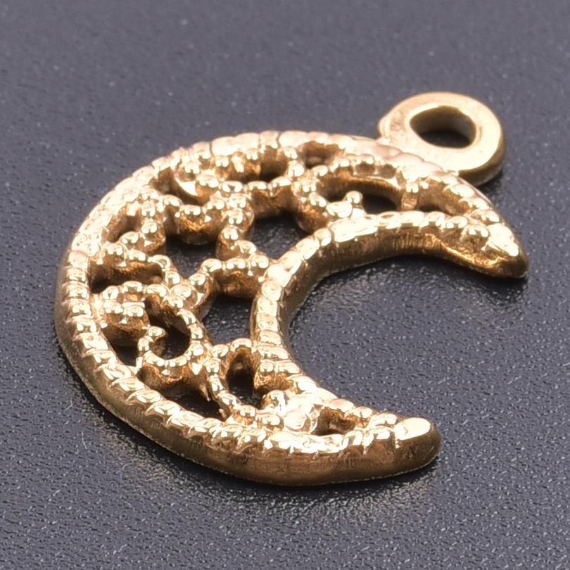 Vintage Metal Filigree Moon Pendants For Jewelry Making Supplies Connectors Accessories Stainless Steel Charm Bulk Luna Material