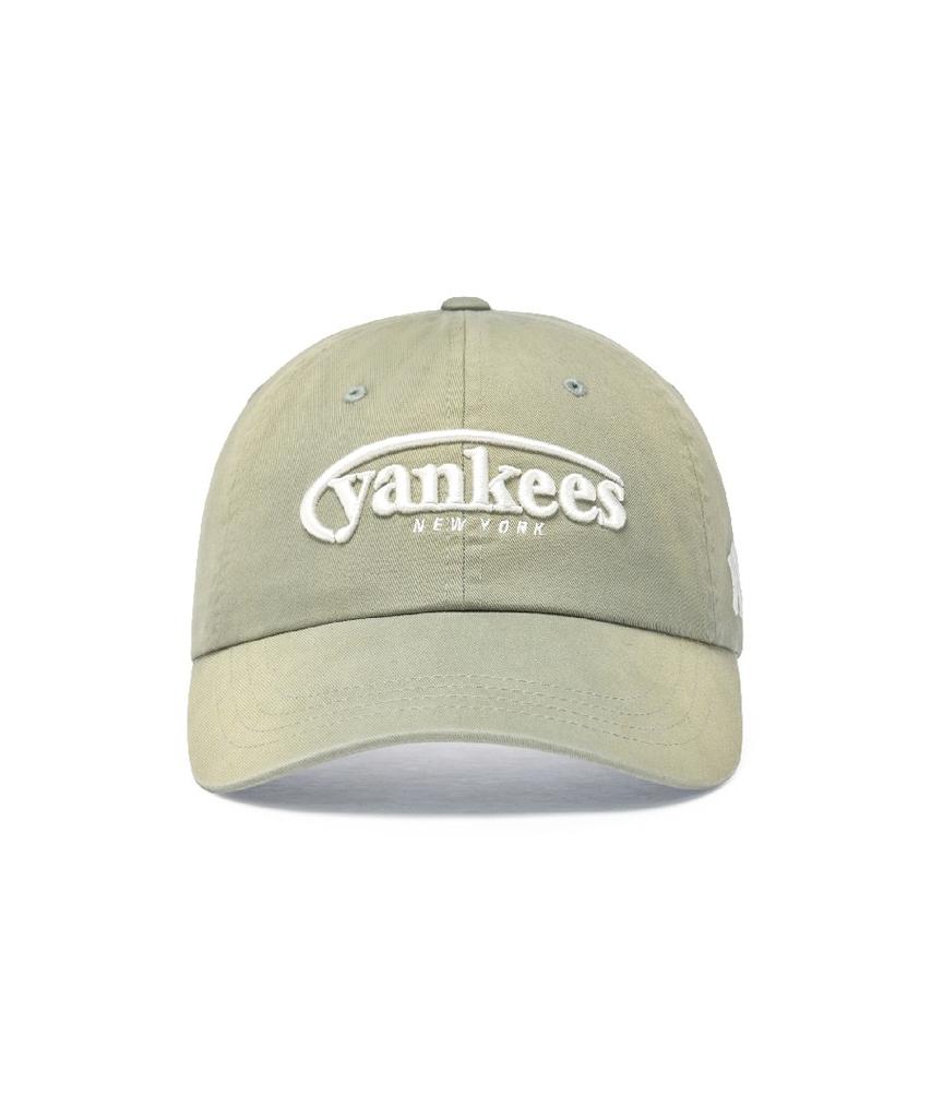 Emelbi Vintage Washed Curve Logo Unstructured Ball Cap Ny (Mg.Khaki)