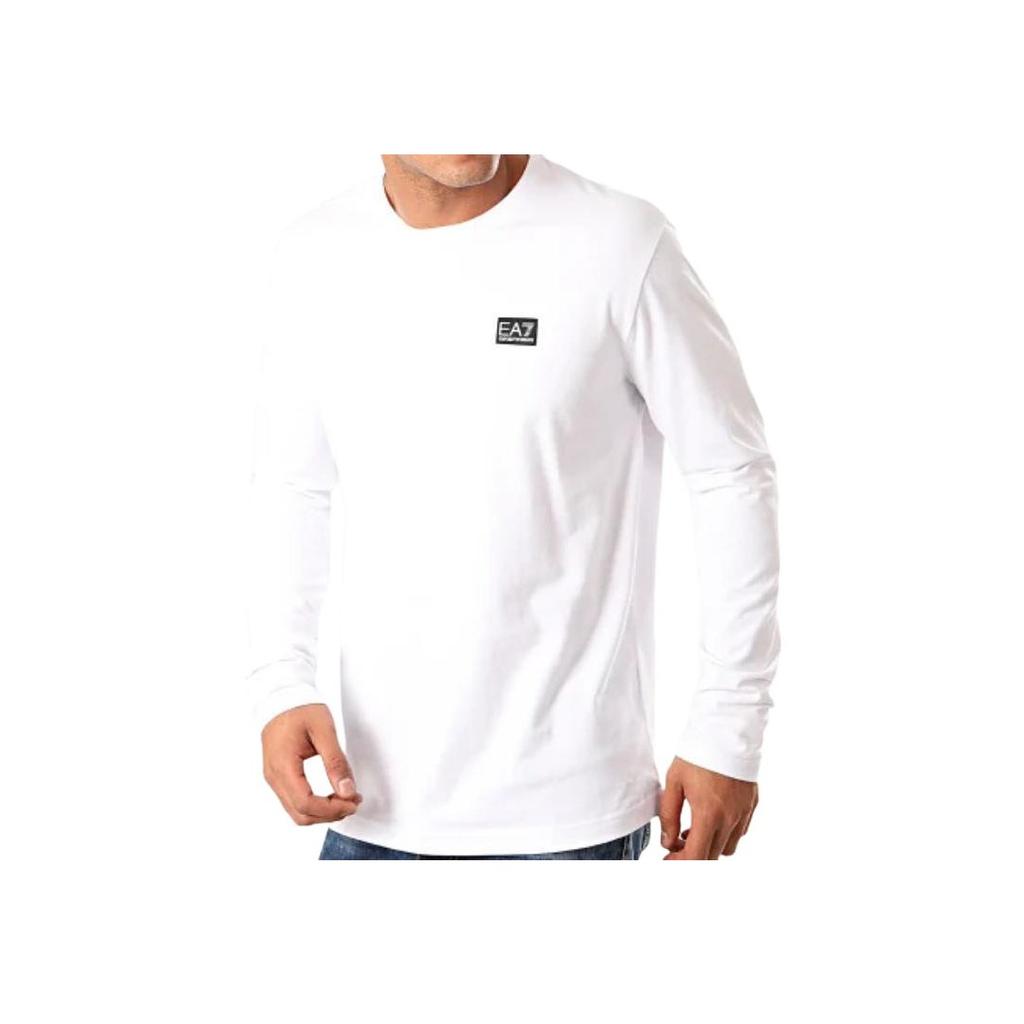 Emporio Armani Ea7 Series Solid Color Letter Print Crew Neck Long Sleeve T-Shirt Men Tops White 6GPT40-PJ2AZ-1100