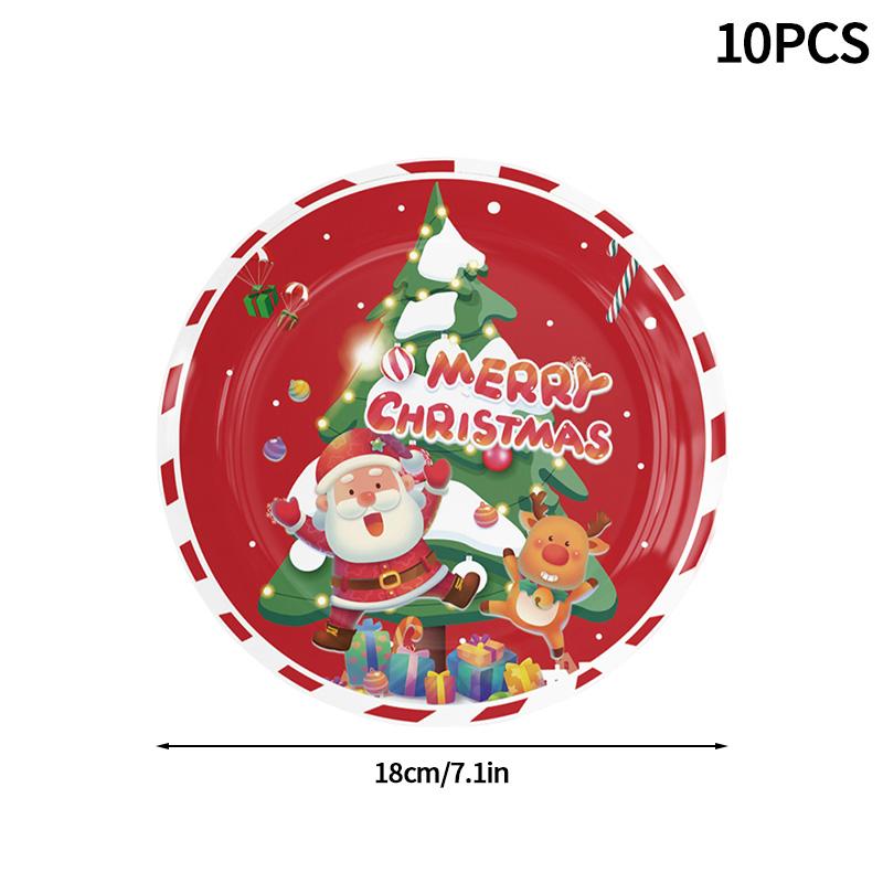 2025 Christmas Party Disposable Tableware Santa Claus Pattern Paper Plates Cups Christmas Tree Napkin Merry Christmas Supplies