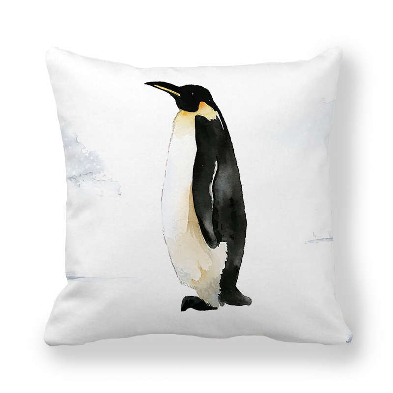 Icy And Snowy Animal Patterns Digital Printing Short Plush Pillow Covers For Car Sofa Office Cushion Cover Home Goods