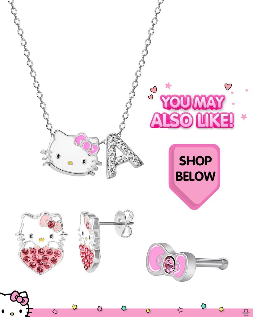 Hello Kitty Belly Button Stainless Cute Belly Button Piercing Official Sanrio Stainless Crystal Ring, 14g, Steel, Jewelry, Licensed, Steel,