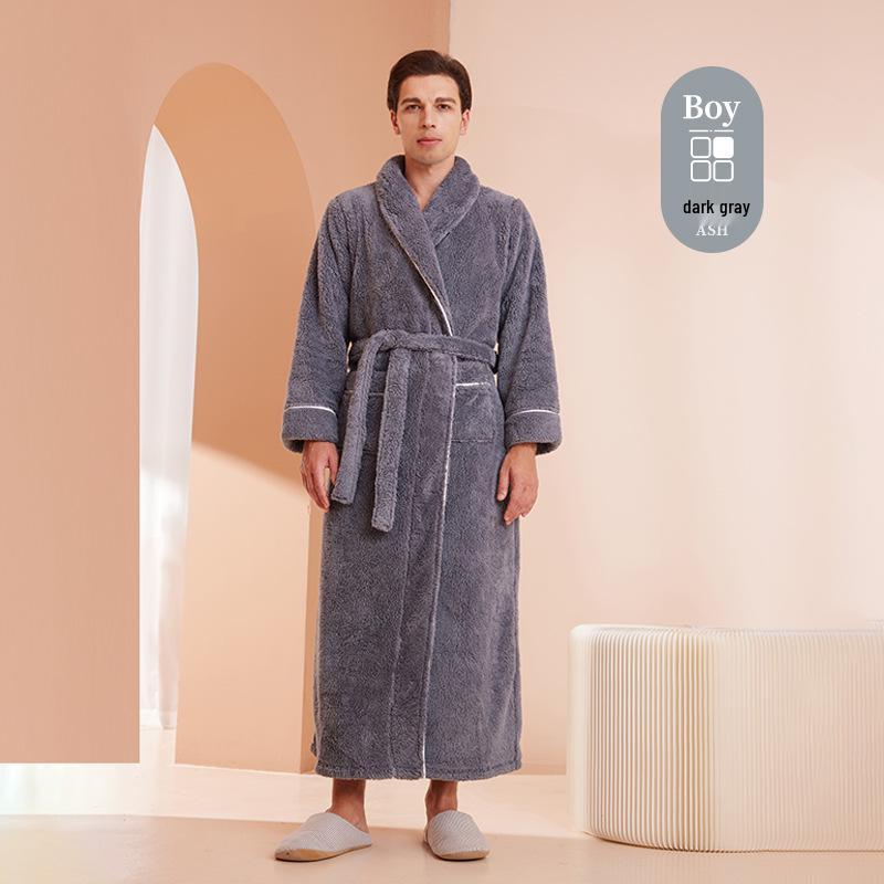 Mens & Womens Luxurious Extra Long Fleece Bathrobe - Thick, Plush, Plus Size Autumn/Winter Pajamas for Couples