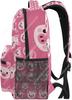 Zaino per Laptop con Faccina di Maialino Rosa a Cartoni Animati, Borsa a Spalla Scolastica per Ragazze, Animale Resistente all'Acqua, per College, Viaggio, Computer Portatili Co