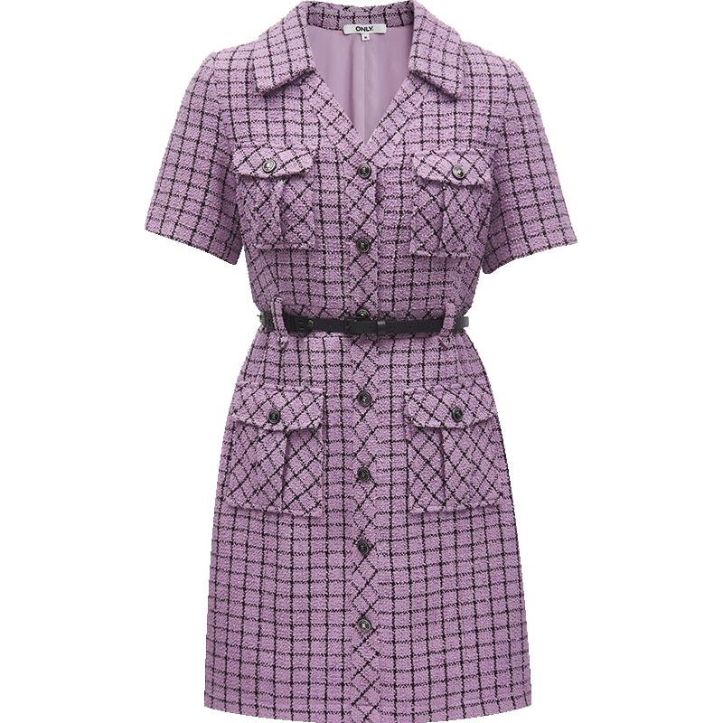 

ONLY V-Neck Plaid Pocket Short Dress S