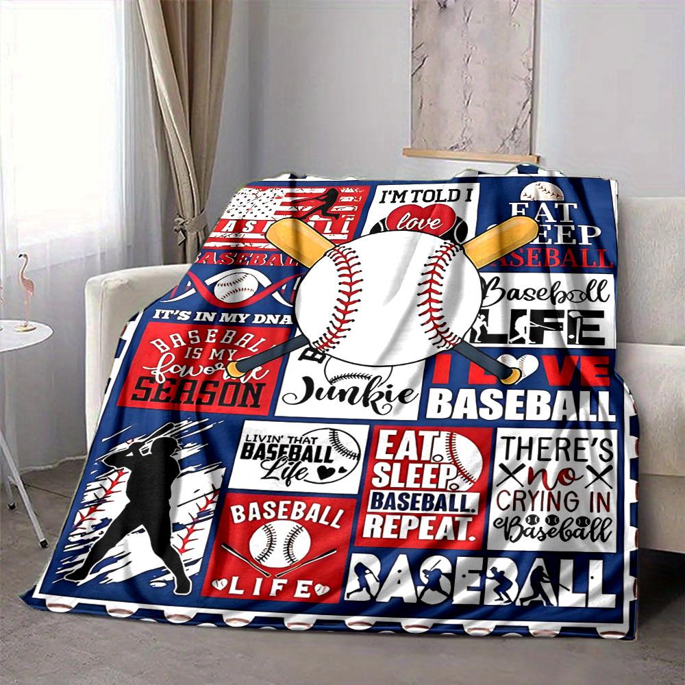 1PC Baseball, Sports Print Blanket, Soft Throw Blanket - Warm & Cozy for Couch, Bed, Office, and Travel Yy250912230
