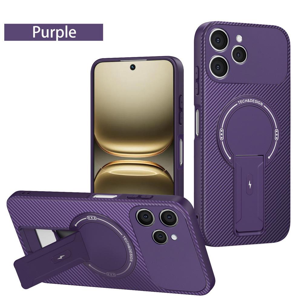 Carbon Fiber Invisible Stand Holder Built-in Magnetic Ring Case for Tecno Spark 40 Spark 30 Pro 30c 20 10c Spark Go 2024 Cover