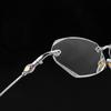 Blue Light Myopia Glasses Women Ultralight Rimless Prescription Glasses -100 To -500 Female Shiny Diamond Leg Computer Eyewear