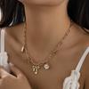 Bow Scallop Chain Necklace with Imitation Pearl and Alloy Accents