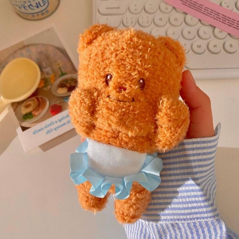Whimsical Butter Bear Stuffed Toy Keychain Plush Bear Doll Keyring Hanging Ornament for Backpack and Bag Charm Accessory