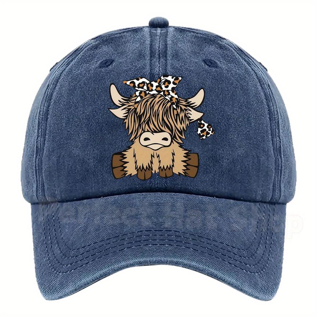Süßes Schottisches Hochlandrind Muster Druck Baseballkappe Mehrere Farben Erhältlich Verstellbare Größe 1089