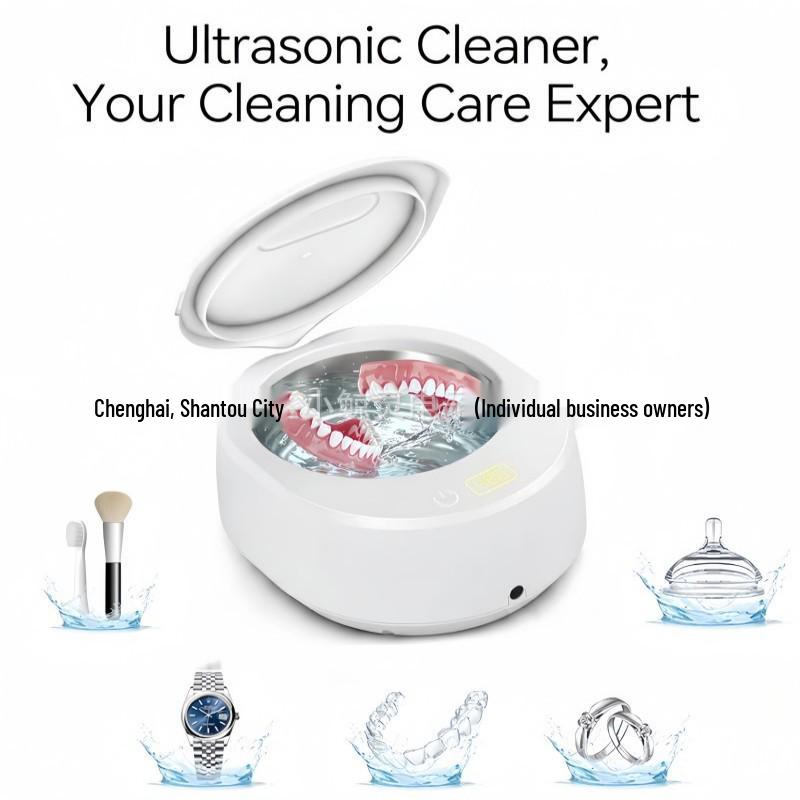 Portable Mini Ultrasonic Cleaner for Toothbrushes, Makeup Brushes, and Dentures with UV