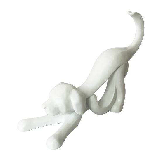 Abstract Ribbon Dog Statue White Ribbon Puppy Resin Figurine Sculpture Home Office Desktop Decoration Ornament