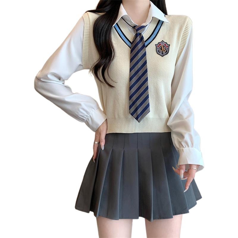 y2k Shirt Women Preppy Style Contrast Color Lapel Collar Long Sleeve Top with Tie 2000s Aesthetic Clothing Streetwear