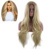 Naturalne damskie długie faliste peruki syntetyczne z ciemnymi korzeniami Ombre blond brązowe włosy żaroodporne dla kobiet codzienna impreza Cosplay