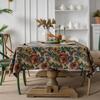 Thick Cotton Tablecloth With Floral Jacquard American Style Dining Table Cover Blue Oil Painting Design