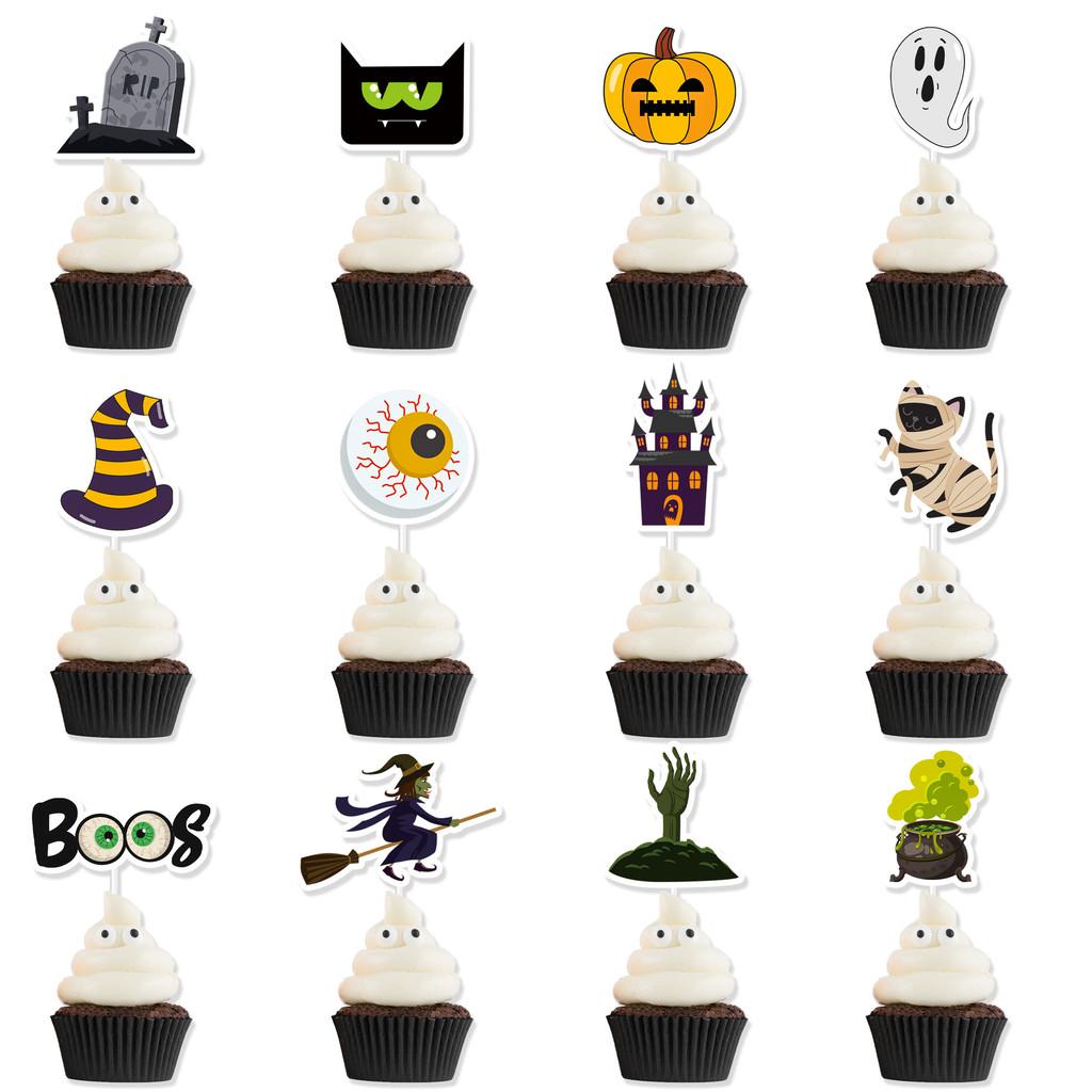 Cake Halloween Party Flag Decor With Paper Witches Castle For Event Venue Setup