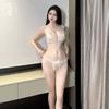 Sexy Underwear, Sexy Lace Three-point Underwear Set, Small Breasts Show Big Pearl String, Temptation Thong Free Set