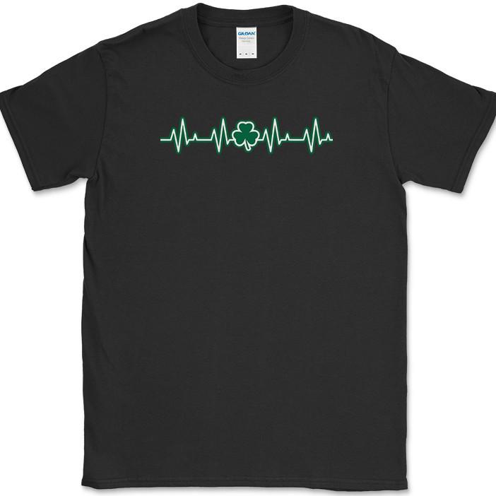 SHAMROCK HEARTBEAT T-Shirt Funny St Patricks Day Bar Drinking Tee