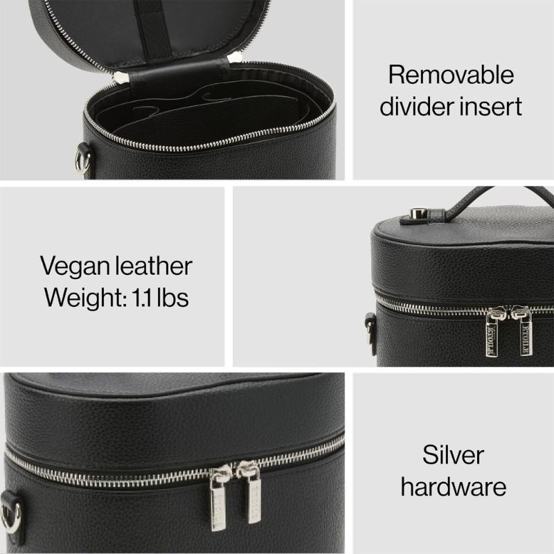 PU Leather Toiletry Organizer Bag Makeup Case with Carrying Handle And Zippered Cover Design for Cosmetic Storage Use