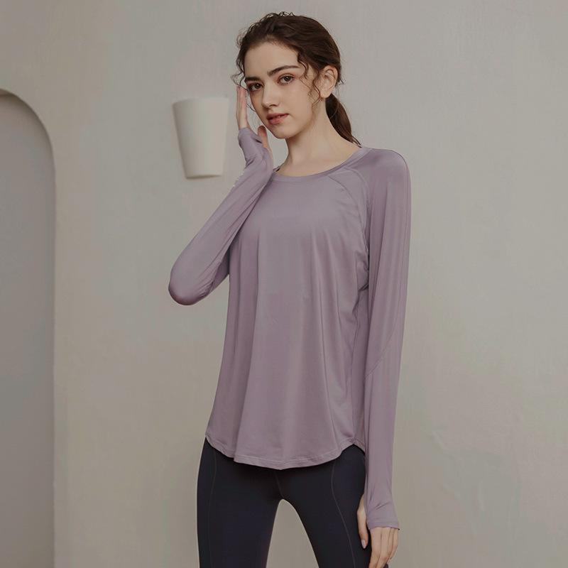 Ženy Volné oblečení na jógu s dlouhým rukávem Rychleschnoucí Prodyšný Top s kulatým výstřihem Elastické oblečení na jógu Běžecký trénink Fitness oblečení