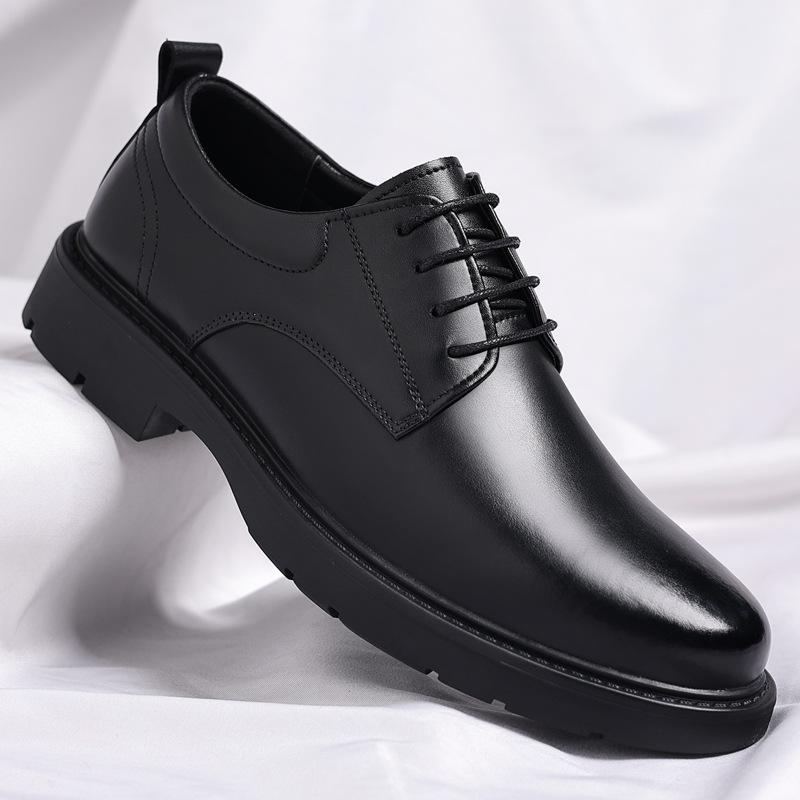 Fashion 2025 Autumn New Casual Formal Business Men's Shoes Solid Color Fashion Wedding Shoes Male Korean Lace Leather Shoe for Man